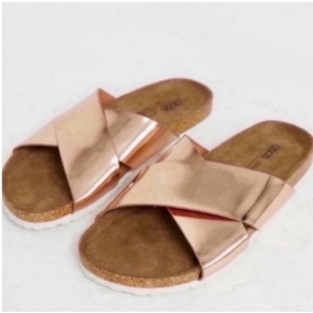 ASOS Metallic Rose Slide Sandals